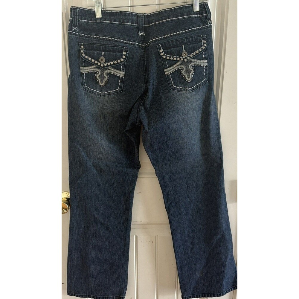 VSX Jeans Size 14 Dark Wash Straight Leg Embroidered Studded Y2K Jeans